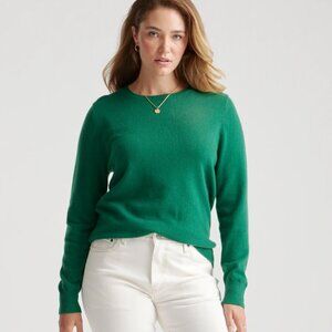 Quince Mongolian Cashmere Crewneck Sweater - Everglade Green Size S
